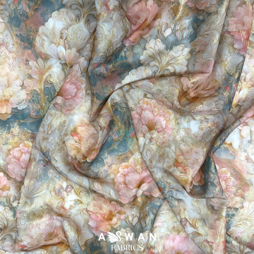 Carmeine Organza Zari Silk