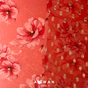 LIORA SILK JACQUARD CHIFFON ZARI SET